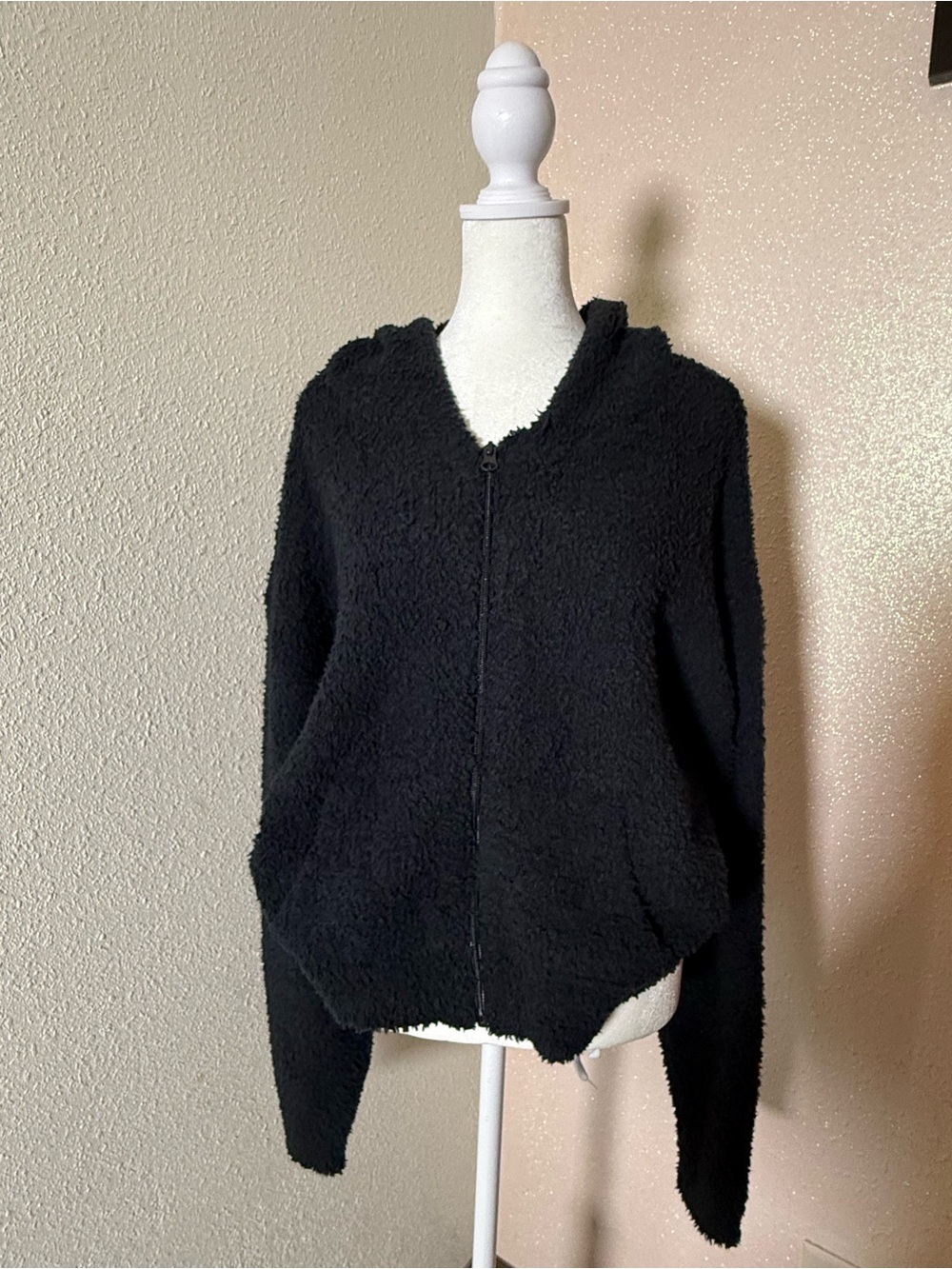 SKIMS Black Teddy Zip Hoodie Jacket